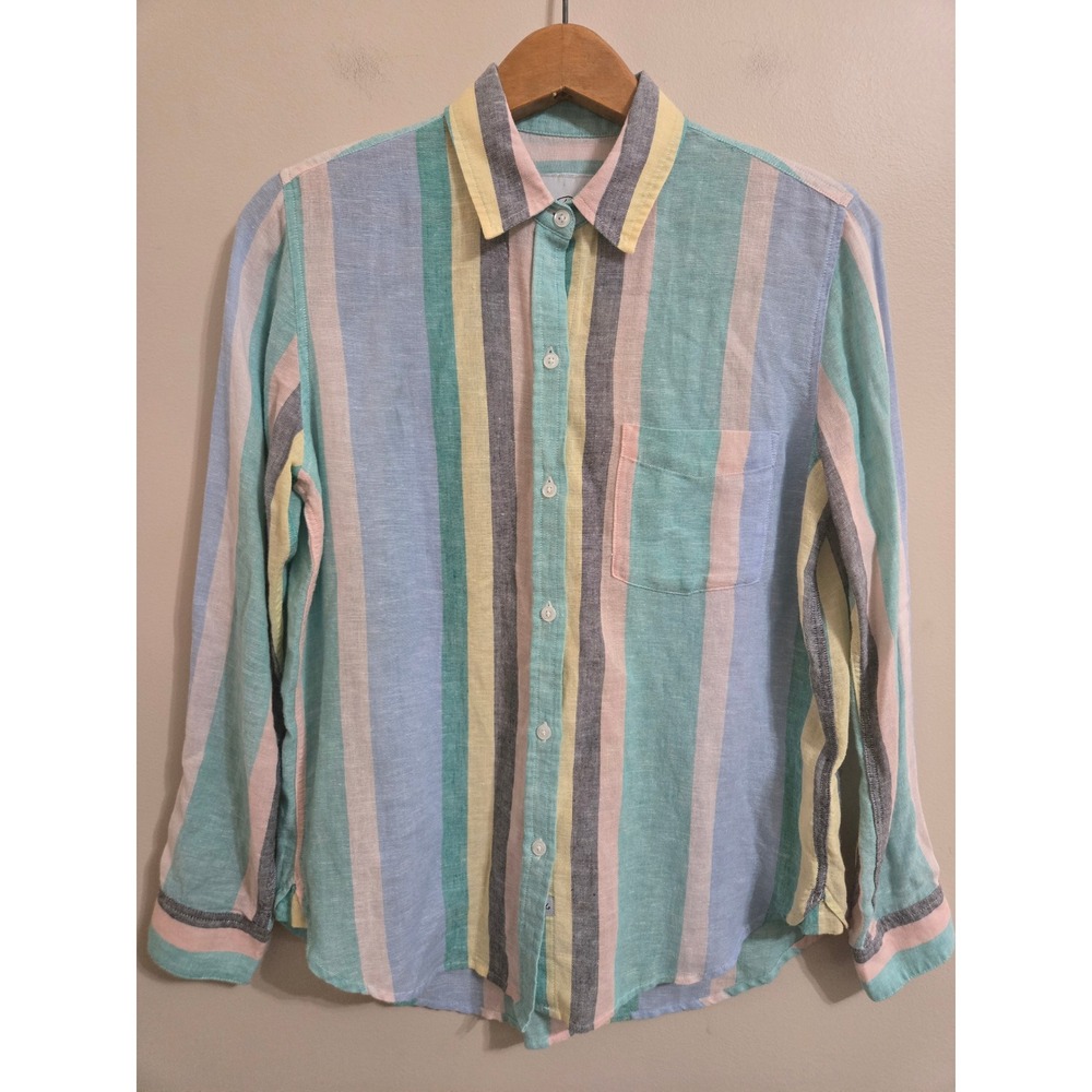 Rails Charli Shirt Womens XS Jamaica Stripe Button Down Long Sleeve Blouse